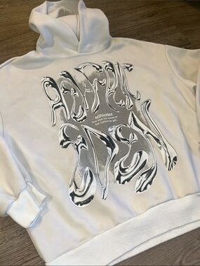 Aelfric Eden Graphic Hoodie Small Cream Oversized Streetwear Size Small